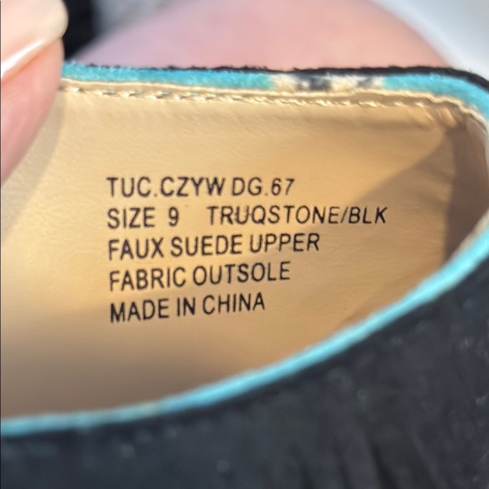 Crazy Train Turquoise stone fringe wedge platform faux suede sandals 9 - Picture 3 of 14